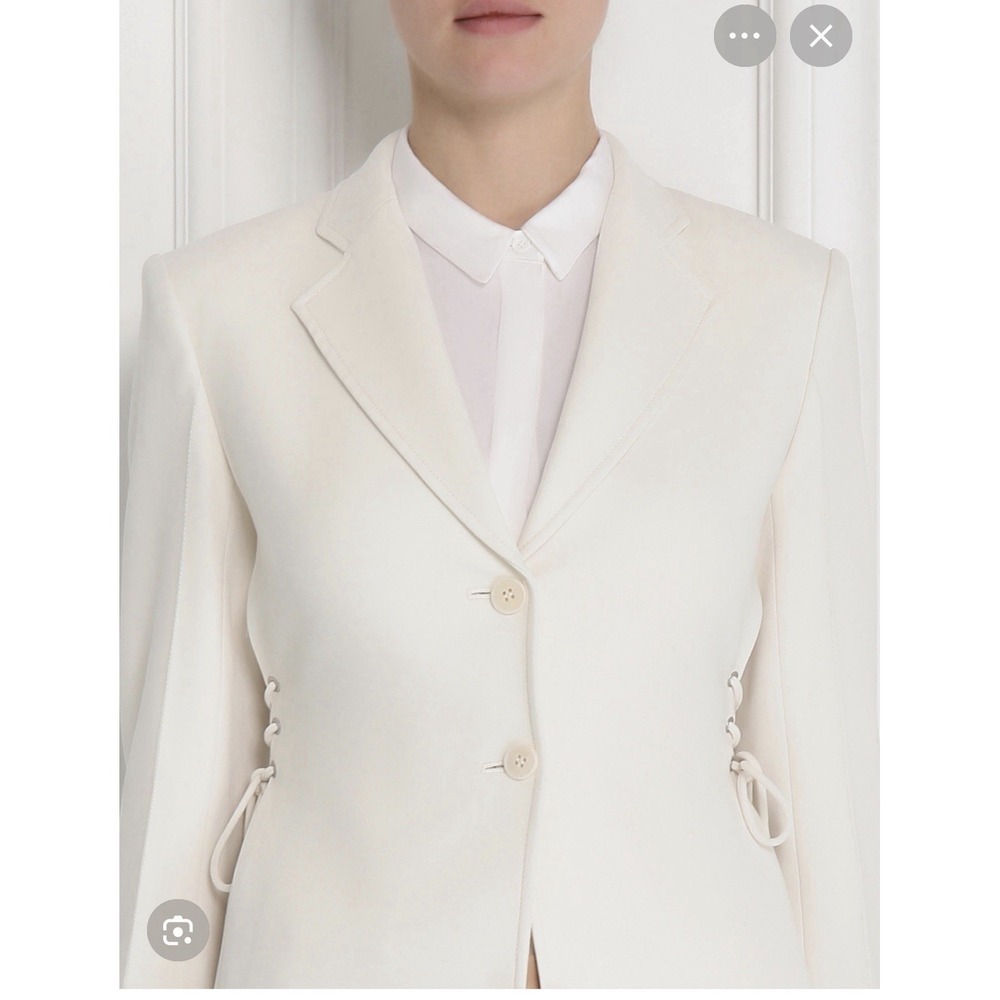 THEORY Women's sz.2 Admiral Crepe Laced Up Corset Blazer Jacket Ivory Off White